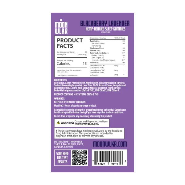 Moonwlkr - CBD : THC : Melatonin Sleep Gummies — Blackberry Lavender - Indakouch
